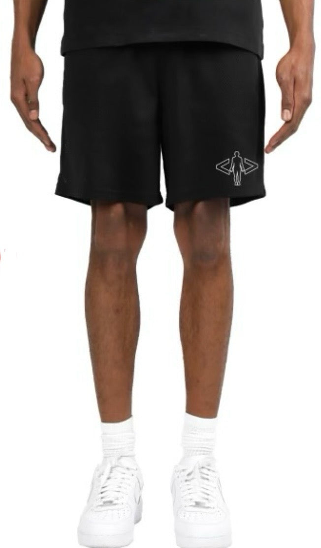 Black Logo Mesh Shorts